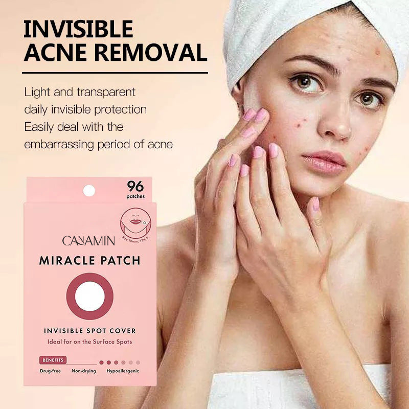 MIRACLE PATCH Hydrocolloid Acne Stickers Waterproof Invisible Ultra-Thin for Blemish Treatment (96 Patches)