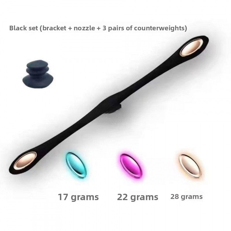 Black set with bracket, nozzle, and counterweights on a white background