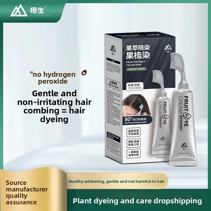 Lifelike Hair Dye Cream Does Not Require Blending, Plant Can Cover White Hair, Fruit Dye Comb, One Comb Black Single Agent Hair Dye Wholesale
