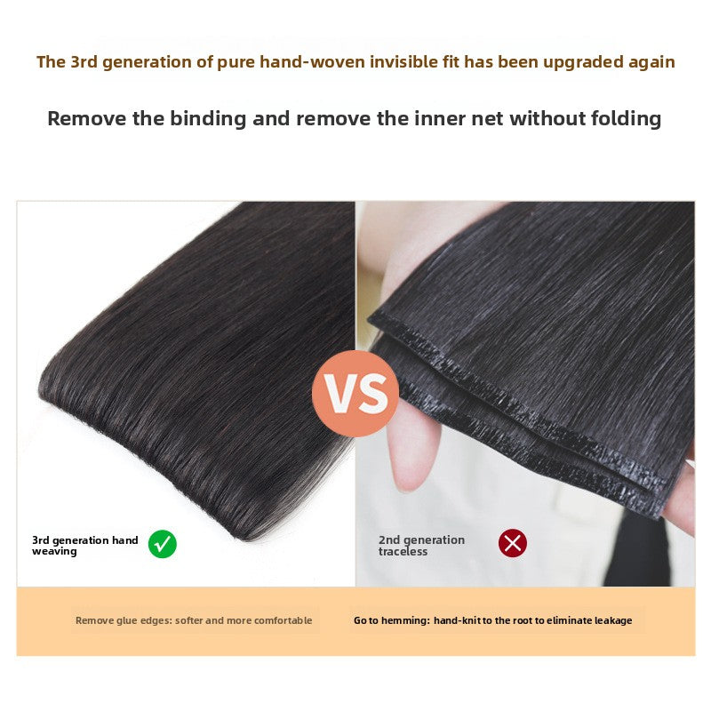 LumiAura 100% human hair seamless hair extensions, hand-woven for an invisible fit.