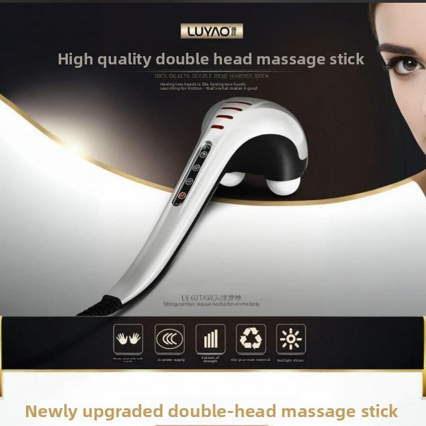 High-quality double-head massage stick with LUYAO branding on a dark background