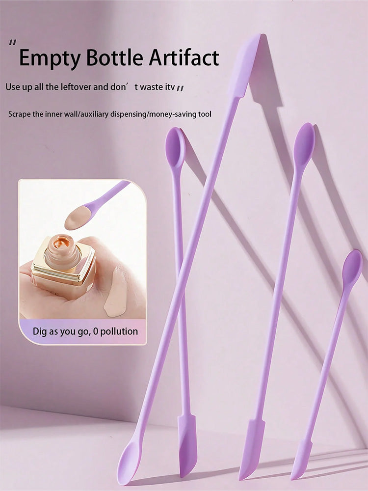 Purple bottle scrapers with promotional text on a light gray background